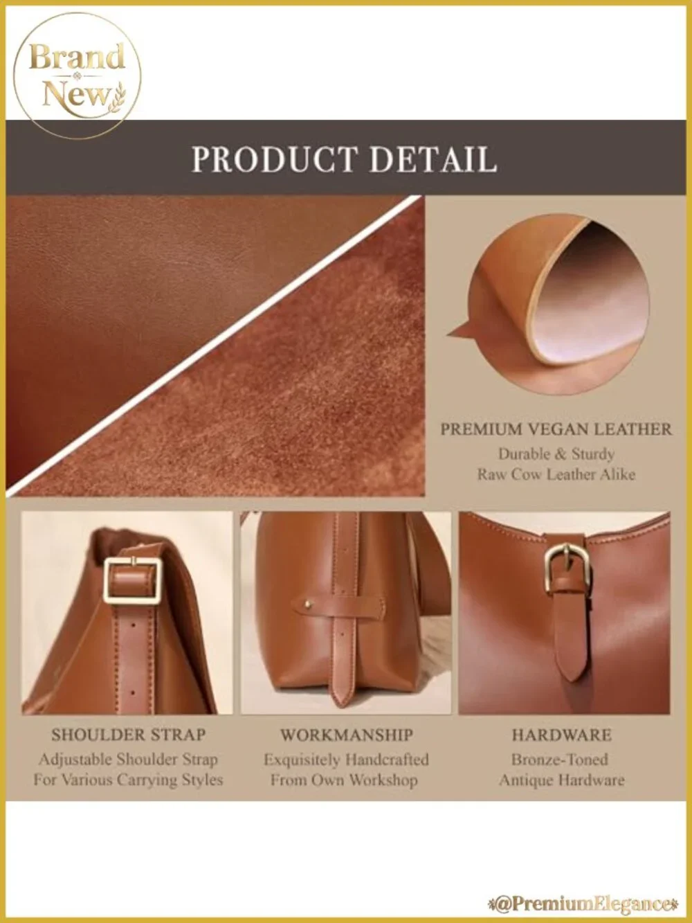 Vegan Leather Hobo Bag Women Shoulder Purse Crossbody Satchel Under Arm Handbag